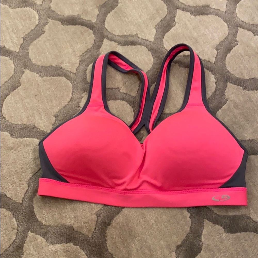 GBX sports bra hot pink and grey - adjustable